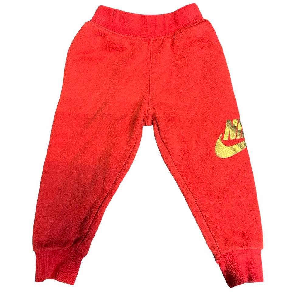 Nike Kids Red Joggers with Gold Swoosh
